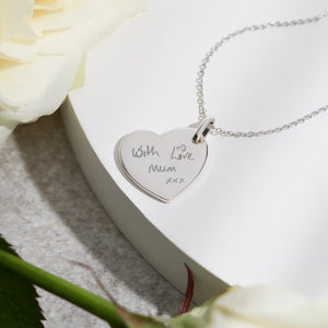 EverWith Engraved Heart Handwriting Memorial Pendant with Fine Crystal