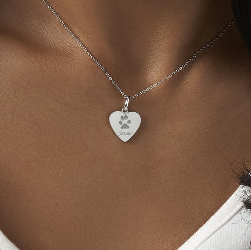 EverWith Engraved Half Heart Pawprint Memorial Pendant