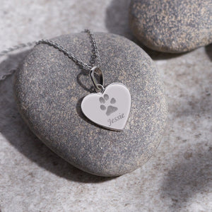 EverWith Engraved Half Heart Pawprint Memorial Pendant