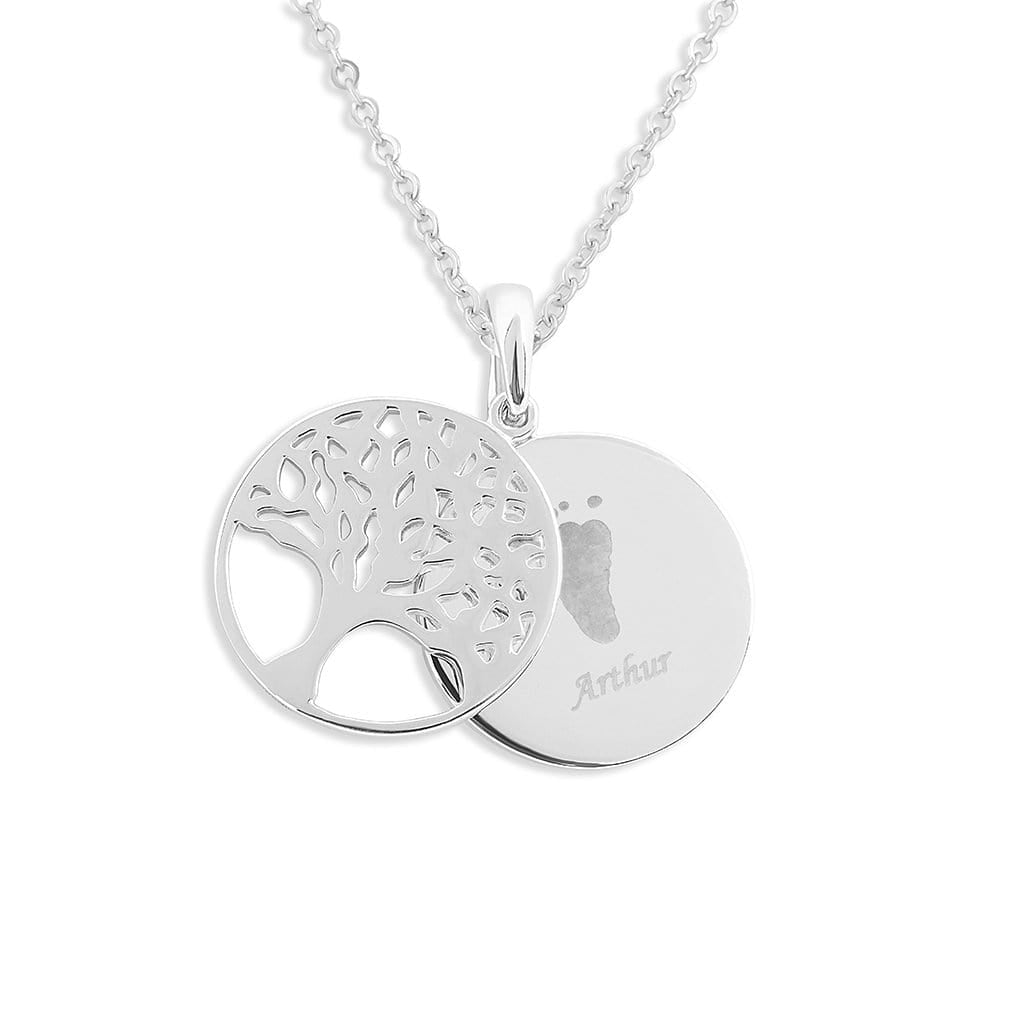 Load image into Gallery viewer, EverWith Engraved Tree of Life Discreet Messaging Handprint or Footprint Memorial Pendant