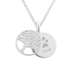 EverWith Engraved Tree of Life Discreet Messaging Memorial Pawprint Discreet Messaging Pendant