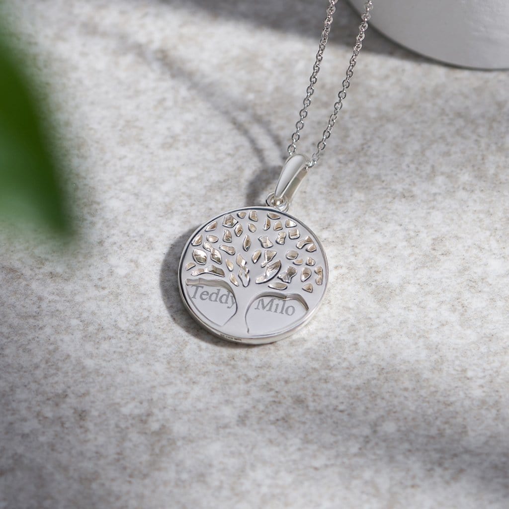 Load image into Gallery viewer, EverWith Engraved Tree of Life Discreet Messaging Memorial Pawprint Discreet Messaging Pendant