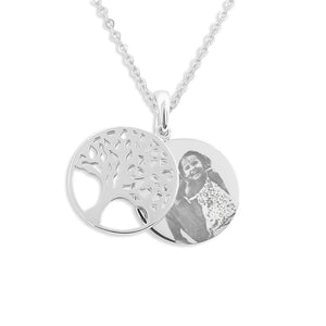 EverWith Engraved Tree of Life Discreet Messaging Memorial Photo Engraving Pendant