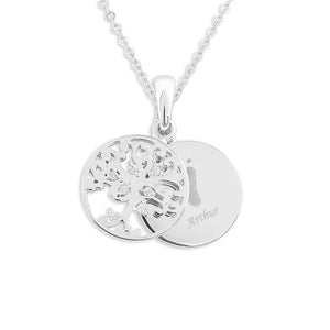 EverWith Engraved Small Tree of Life Handprint or Footprint Memorial Pendant with Fine Crystal