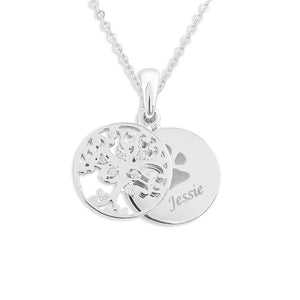 EverWith Engraved Small Tree of Life Pawprint Memorial Pendant with Fine Crystal