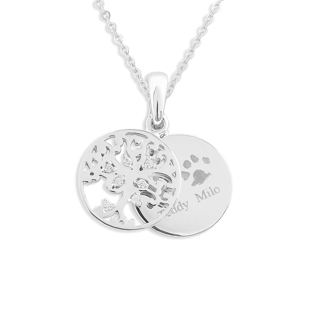 Load image into Gallery viewer, EverWith Engraved Small Tree of Life Pawprint Memorial Pendant with Fine Crystal