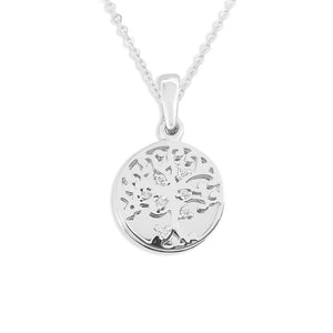 EverWith Engraved Small Tree of Life Drawing Memorial Pendant with Fine Crystal