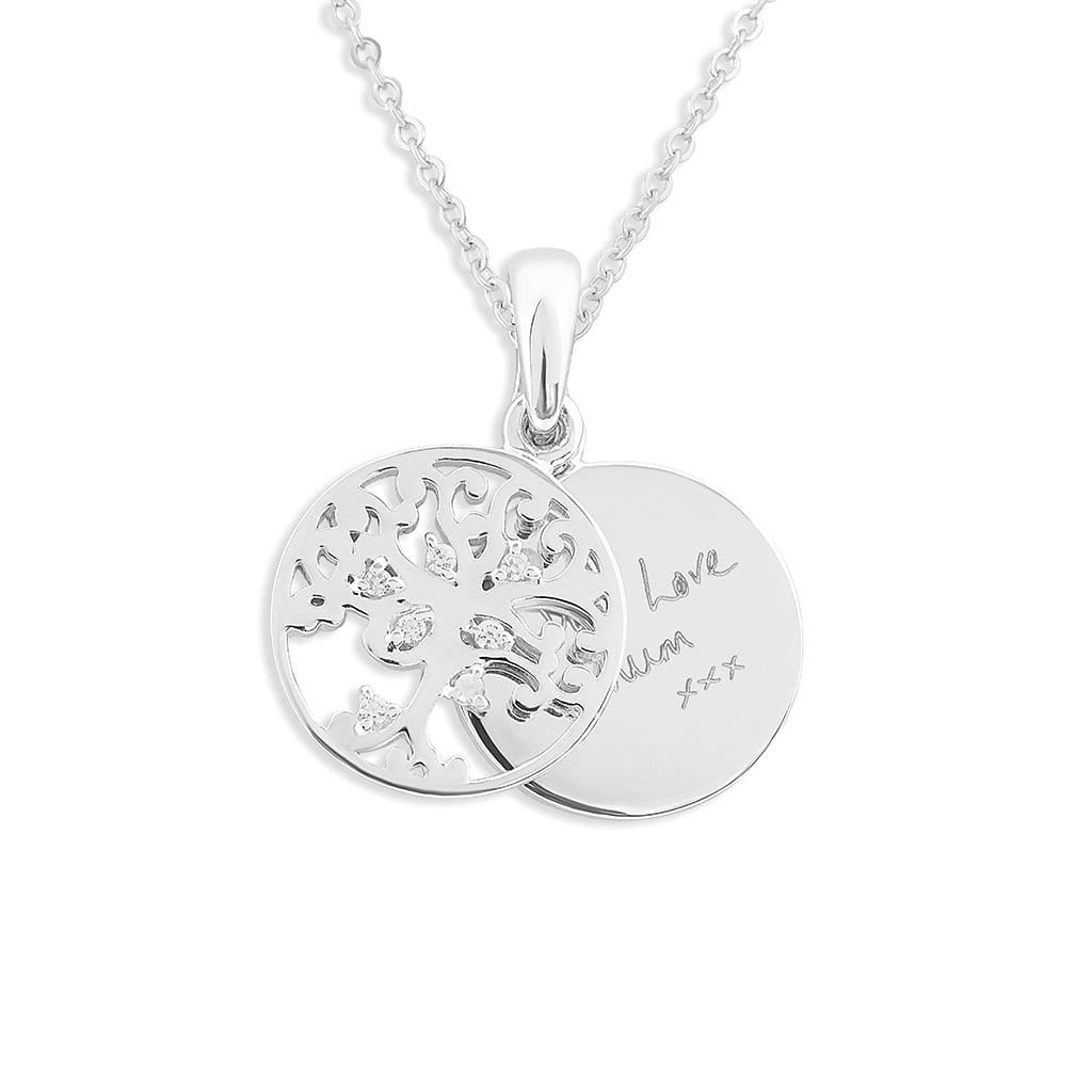 Load image into Gallery viewer, EverWith Engraved Small Tree of Life Handwriting Memorial Pendant with Fine Crystal