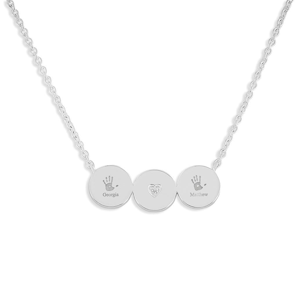 Load image into Gallery viewer, EverWith Engraved Three Circles Handprint or Footprint Memorial Necklace with Fine Crystal