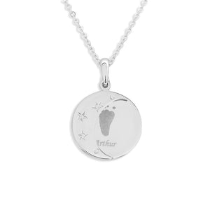 EverWith Engraved Moons Handprints or Footprints Memorial Pendants with Fine Crystal