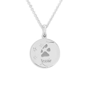 EverWith Engraved Moons Pawprint Memorial Pendants with Fine Crystal