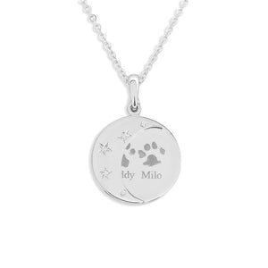 EverWith Engraved Moons Pawprint Memorial Pendants with Fine Crystal