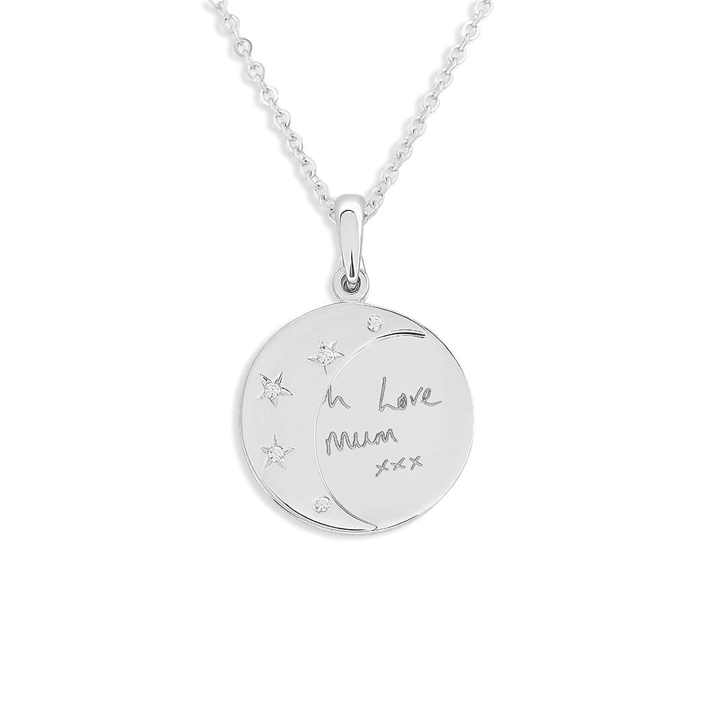 Load image into Gallery viewer, EverWith Engraved Moons Handwriting Memorial Pendants with Fine Crystal