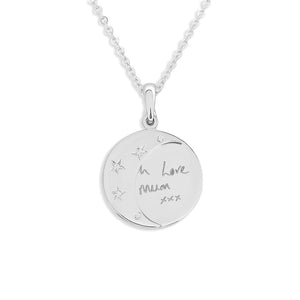 EverWith Engraved Moons Handwriting Memorial Pendants with Fine Crystal