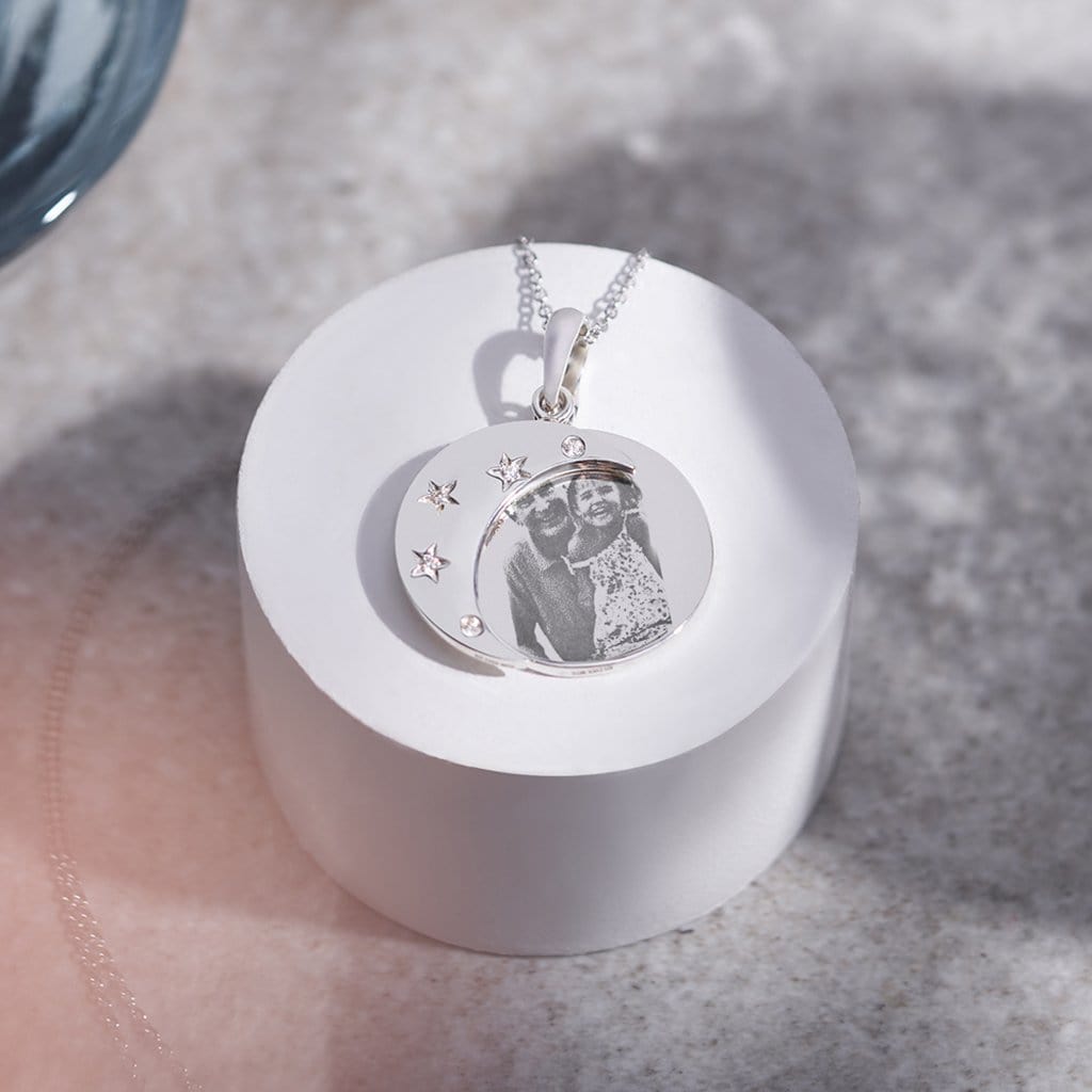 Load image into Gallery viewer, EverWith Engraved Moons Photo Engraving Memorial Pendants with Fine Crystal