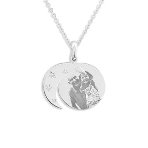 EverWith Engraved Moons Photo Engraving Memorial Pendants with Fine Crystal