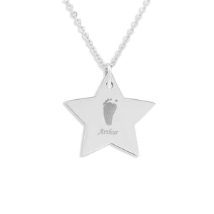 EverWith Engraved Star Handprint or Footprint Memorial Pendant