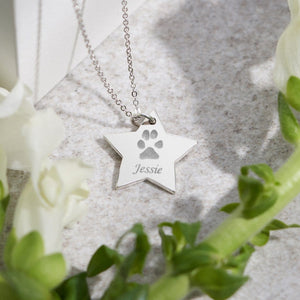 EverWith Engraved Star Pawprint Memorial Pendant