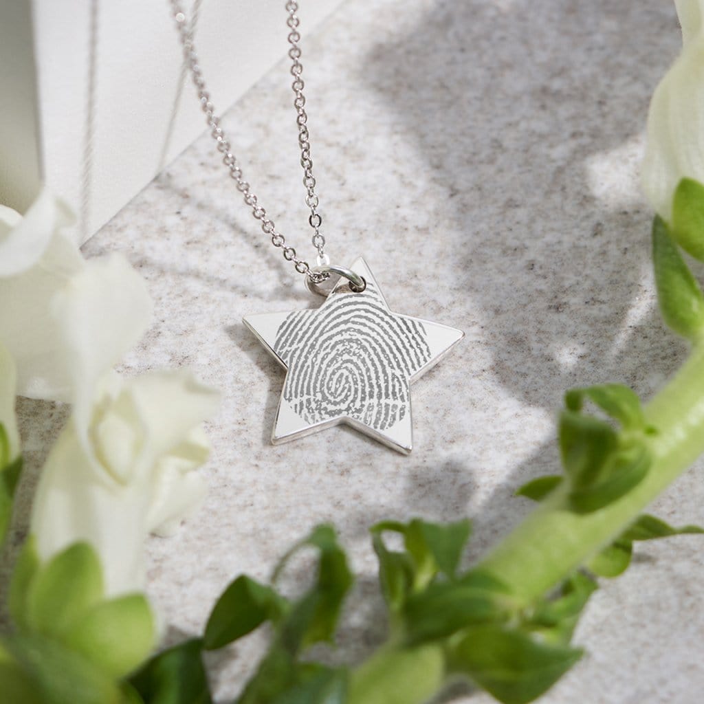 Load image into Gallery viewer, EverWith Engraved Star Fingerprint Memorial Pendant