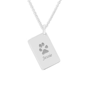 EverWith Engraved Love Tag Pawprint Memorial Pendant with Fine Crystals