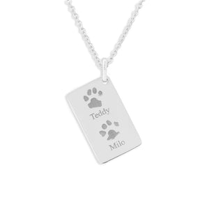 EverWith Engraved Love Tag Pawprint Memorial Pendant with Fine Crystals