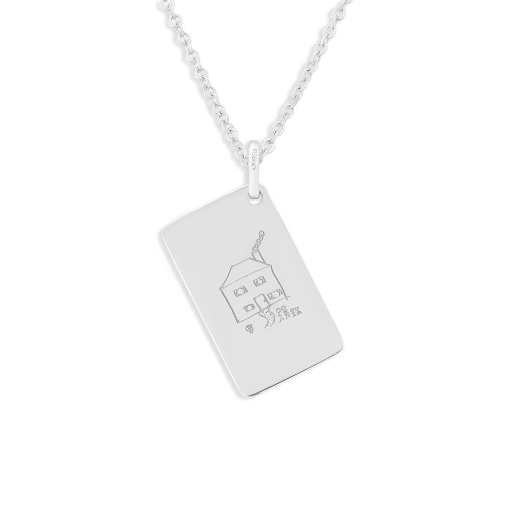 Load image into Gallery viewer, EverWith Engraved Love Tag Drawing Memorial Pendant with Fine Crystals