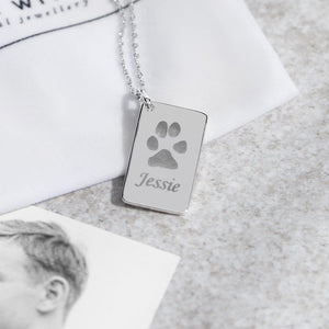 EverWith Engraved Love Tag Pawprint Memorial Pendant with Fine Crystals