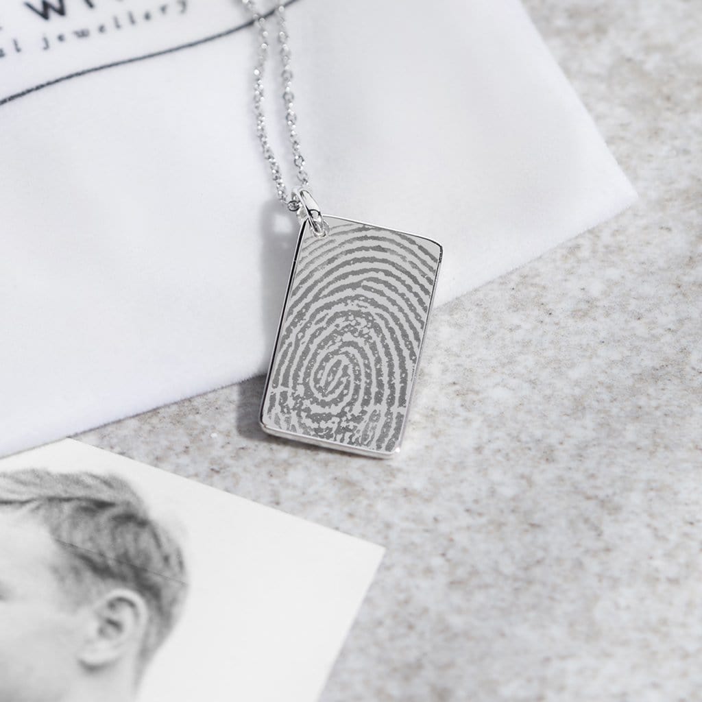 Load image into Gallery viewer, EverWith Engraved Love Tag Fingerprint Memorial Pendant with Fine Crystals