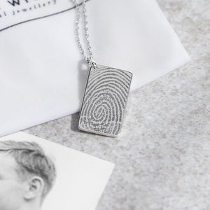 EverWith Engraved Love Tag Fingerprint Memorial Pendant with Fine Crystals