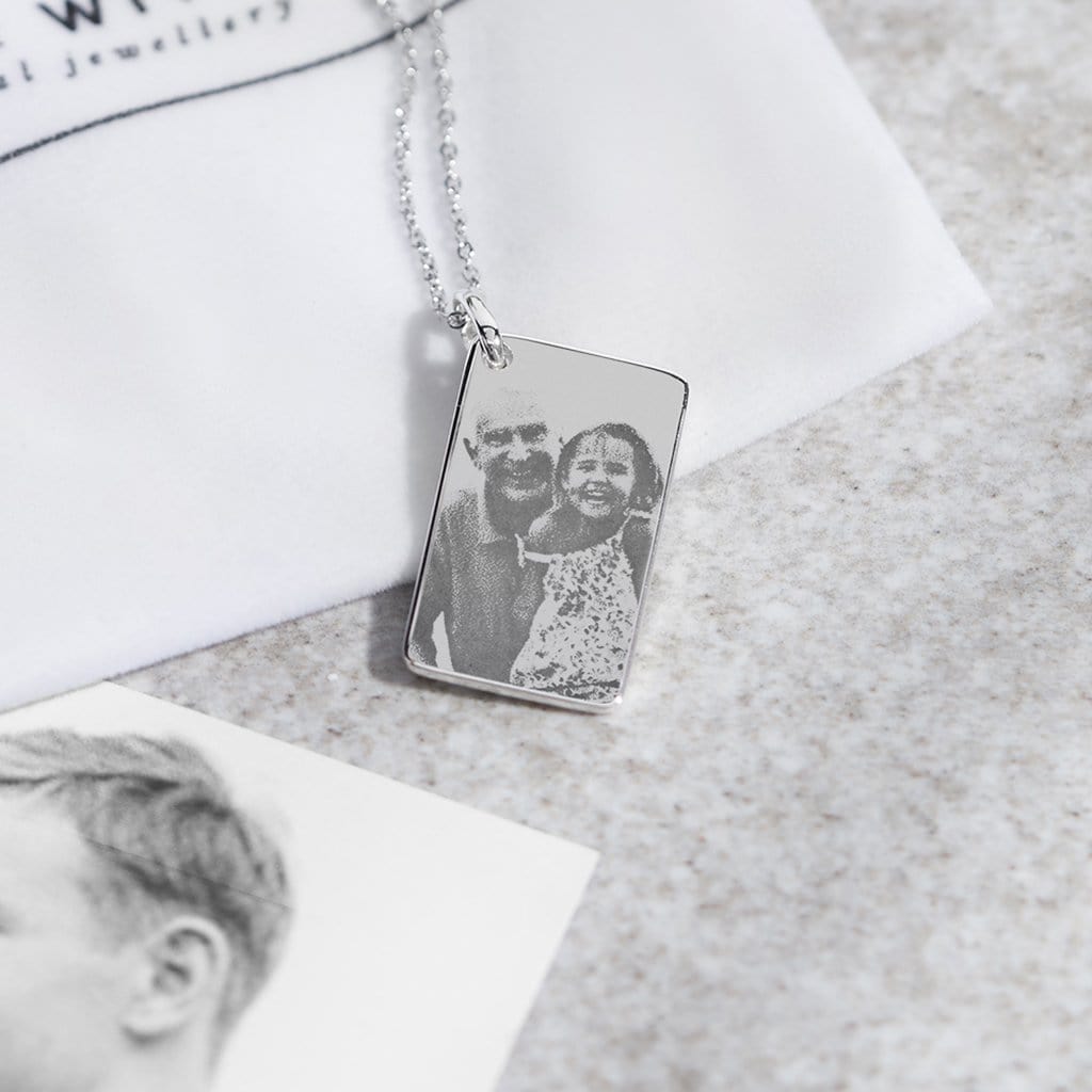 Load image into Gallery viewer, EverWith Engraved Love Tag Photo Engraving Memorial Pendant with Fine Crystals