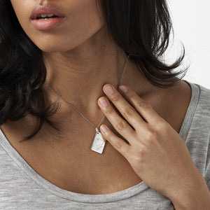 EverWith Engraved Love Tag Fingerprint Memorial Pendant with Fine Crystals