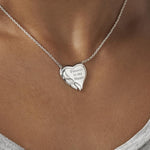 EverWith Engraved Winged Heart Standard Engraving Memorial Necklace