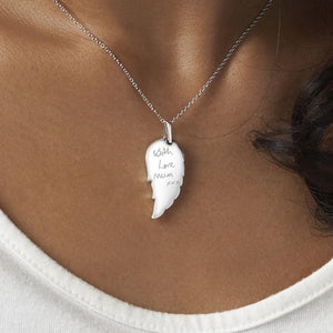 EverWith Engraved Wing Handwriting Memorial Pendant