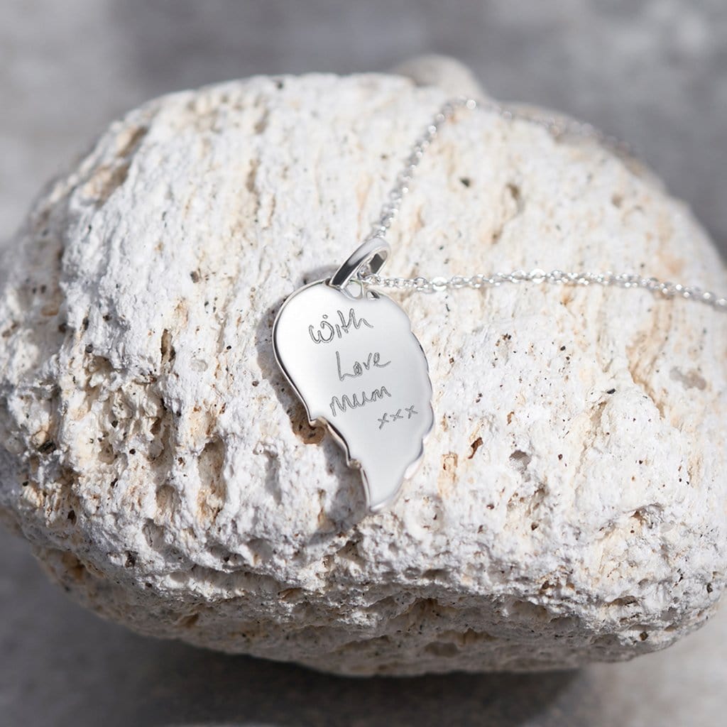 Load image into Gallery viewer, EverWith Engraved Wing Handwriting Memorial Pendant