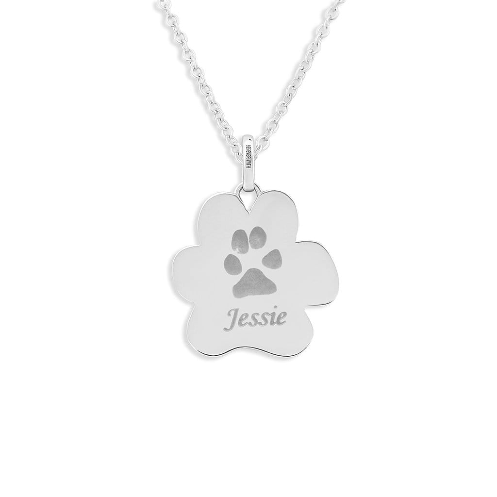 Load image into Gallery viewer, EverWith Engraved Paw Print Memorial Pawprint Pendant with Fine Crystals