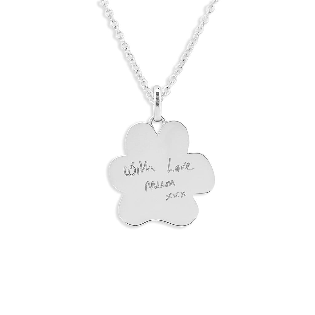 Load image into Gallery viewer, EverWith Engraved Paw Print Memorial Handwriting Pendant with Fine Crystals