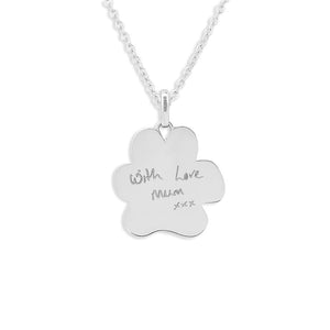 EverWith Engraved Paw Print Memorial Handwriting Pendant with Fine Crystals