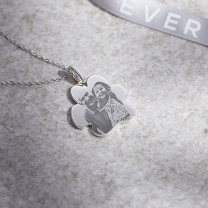 EverWith Engraved Paw Print Memorial Photo Engraving Pendant with Fine Crystals