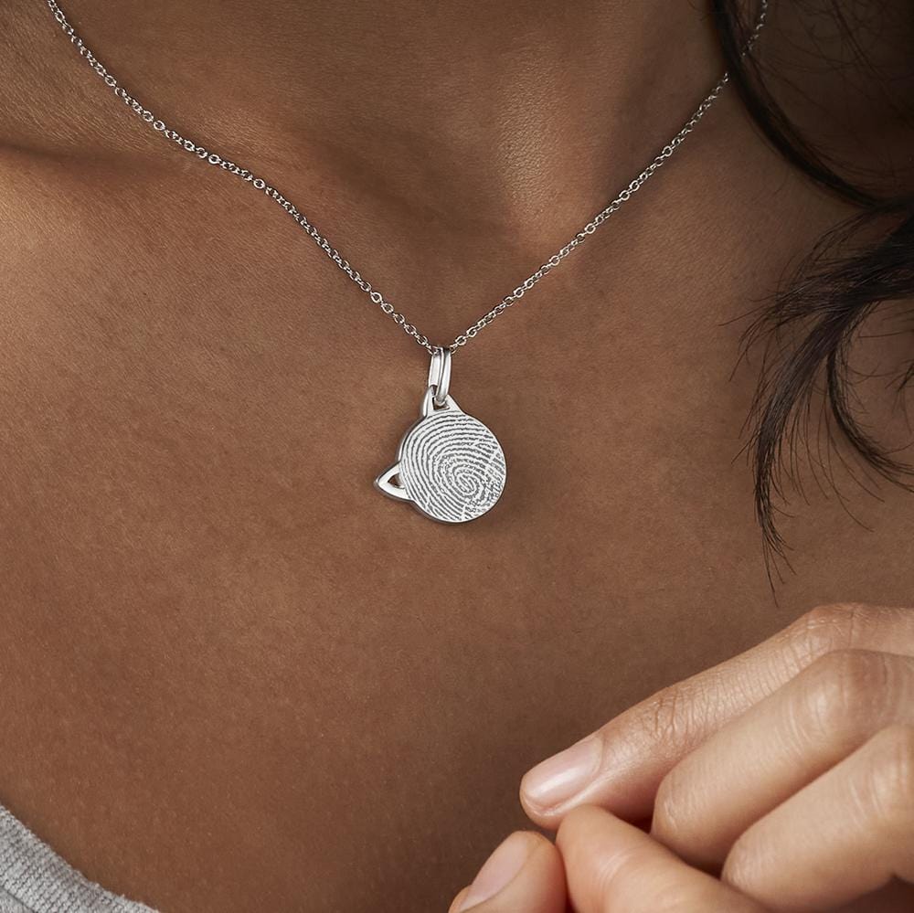 Load image into Gallery viewer, EverWith Engraved Cat Fingerprint Memorial Pendant with Fine Crystal