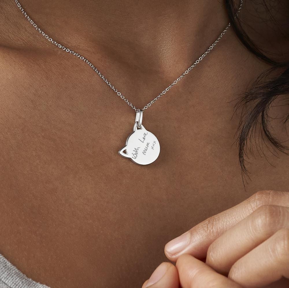 Load image into Gallery viewer, EverWith Engraved Cat Handwriting Memorial Pendant with Fine Crystal