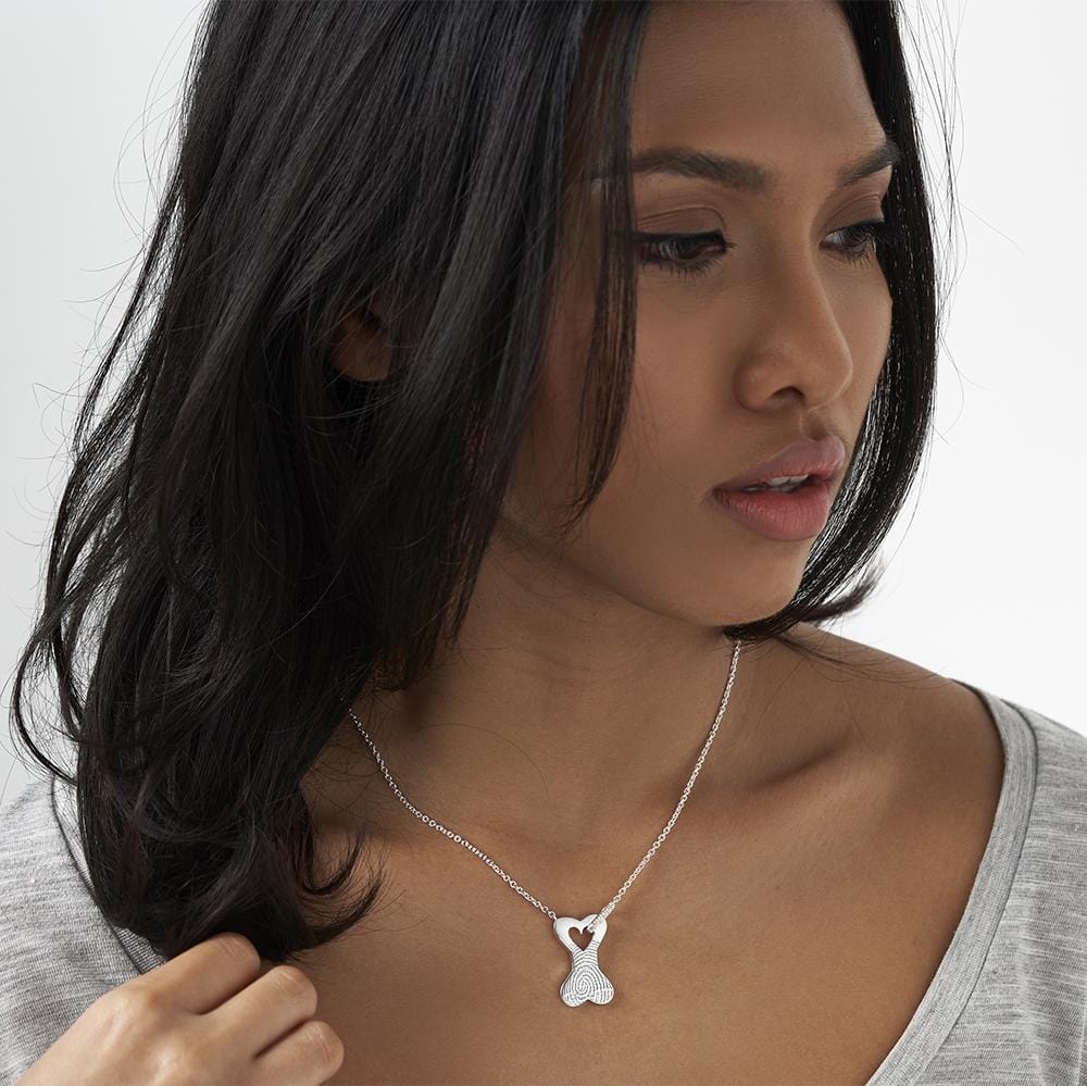 EverWith Engraved Dog Bone Fingerprint Memorial Necklace with Fine Crystals
