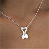 EverWith Engraved Dog Bone Handprint or Footprint Memorial Necklace with Fine Crystals