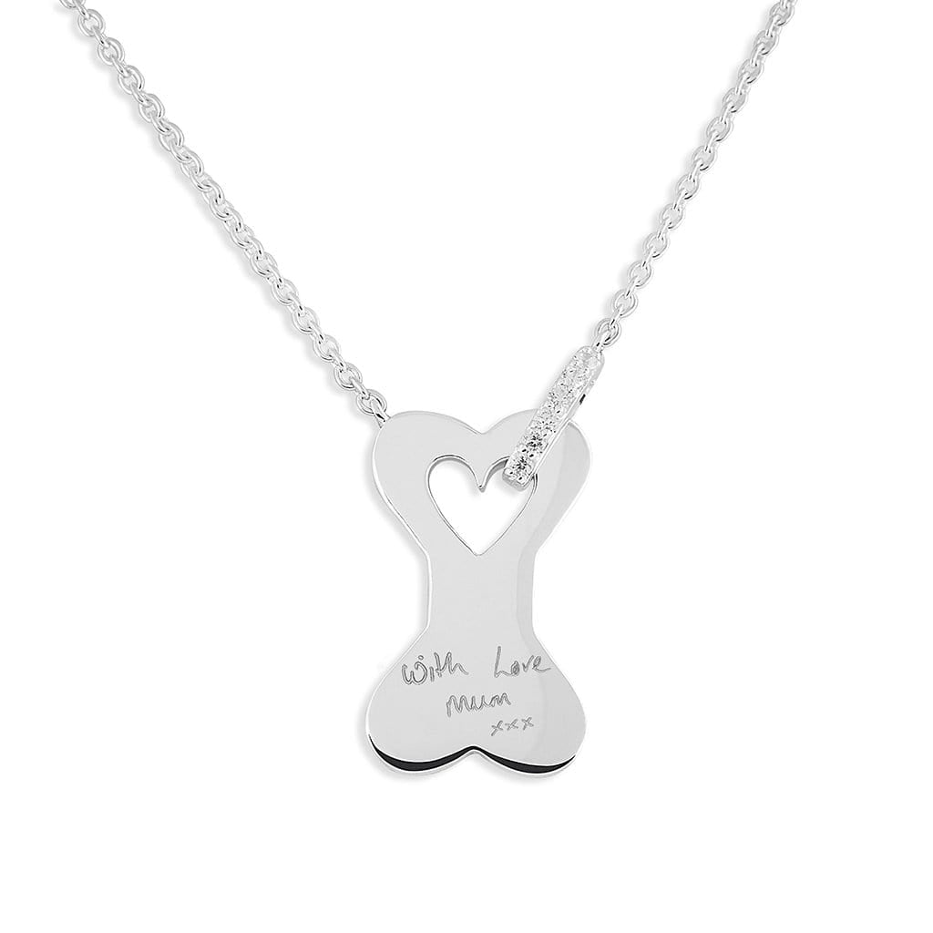 Load image into Gallery viewer, EverWith Engraved Dog Bone Handwriting Memorial Necklace with Fine Crystals