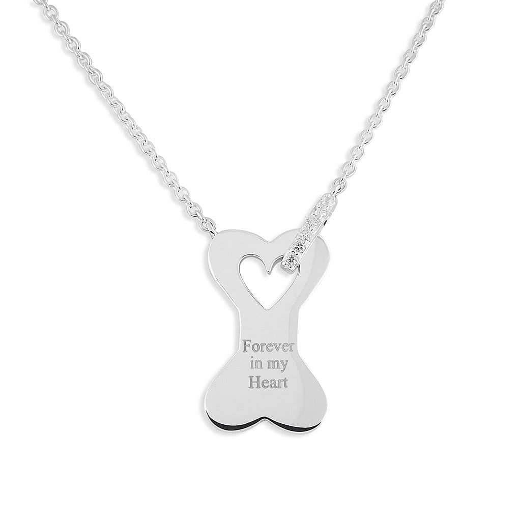 Load image into Gallery viewer, EverWith Engraved Dog Bone Standard Engraving Memorial Necklace with Fine Crystals