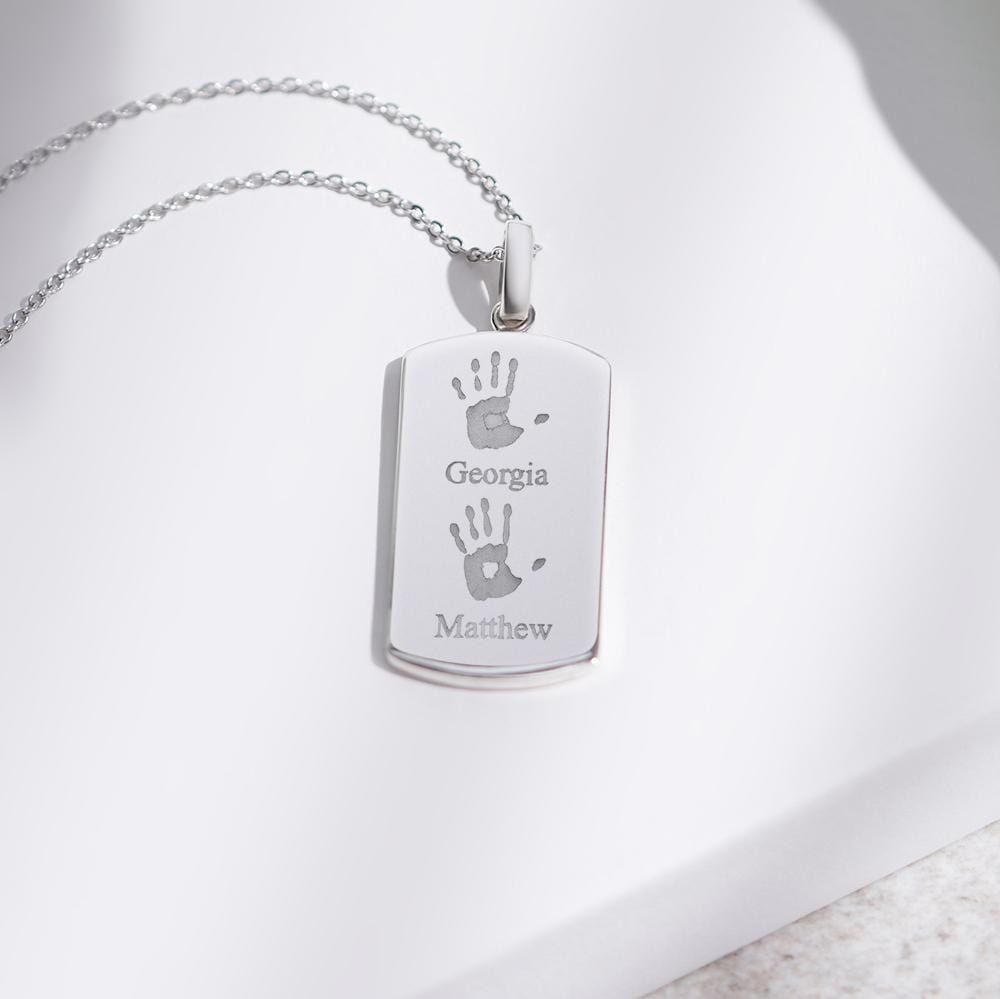 Load image into Gallery viewer, EverWith Engraved Tag Handprint or Footprint Memorial Pendant