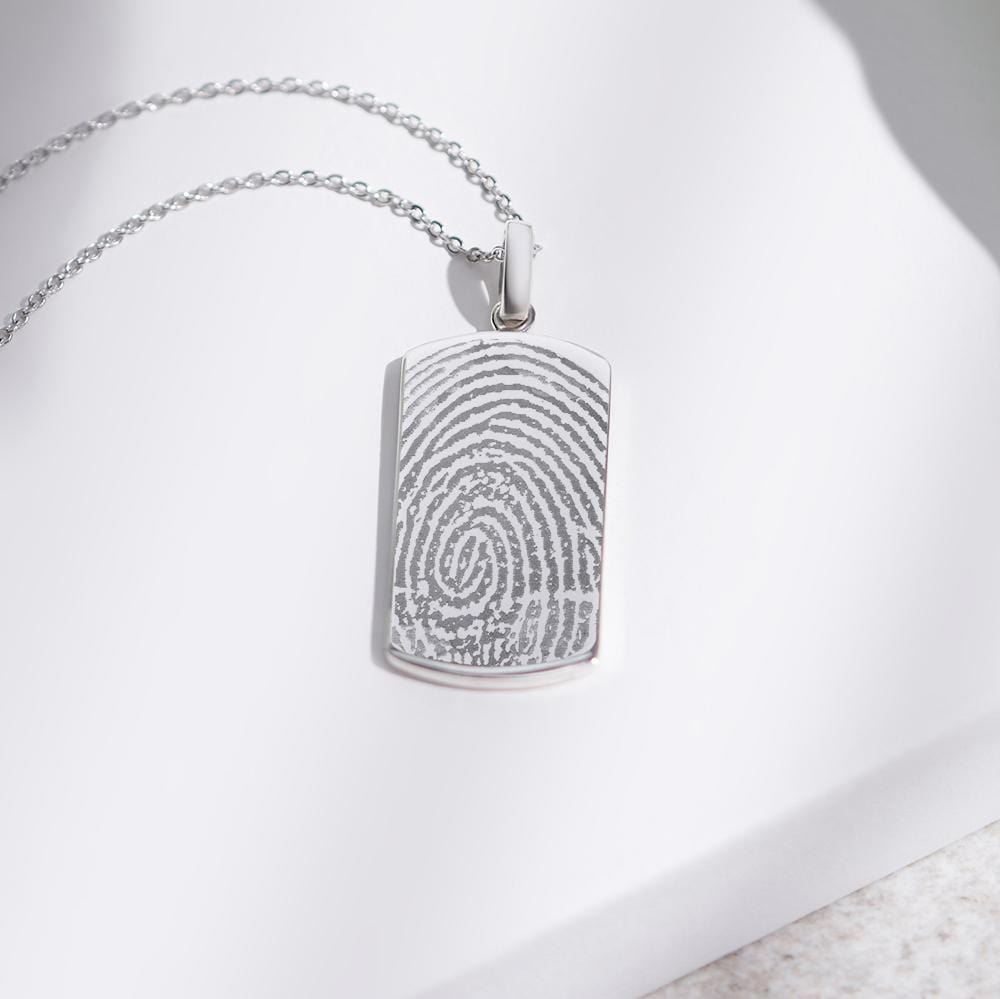 Load image into Gallery viewer, EverWith Engraved Tag Fingerprint Memorial Pendant