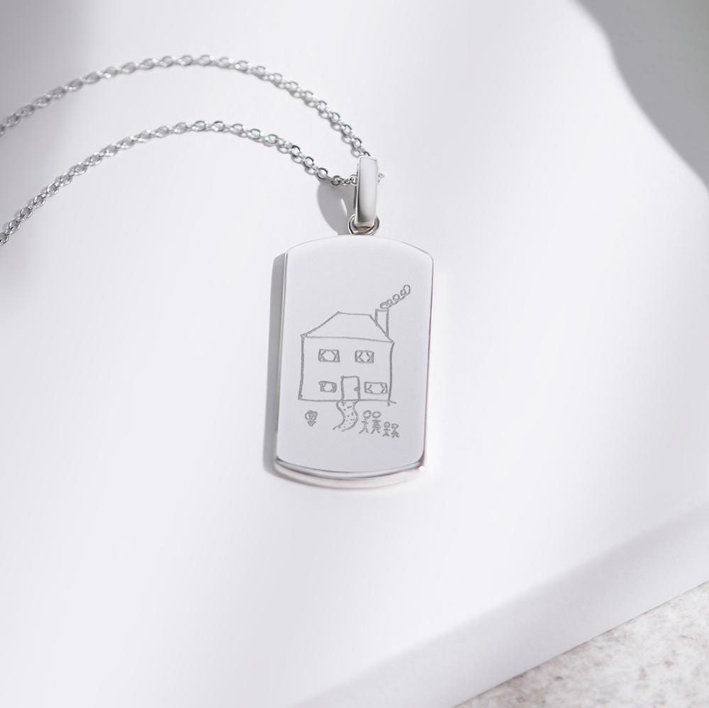 Load image into Gallery viewer, EverWith Engraved Tag Drawing Memorial Pendant
