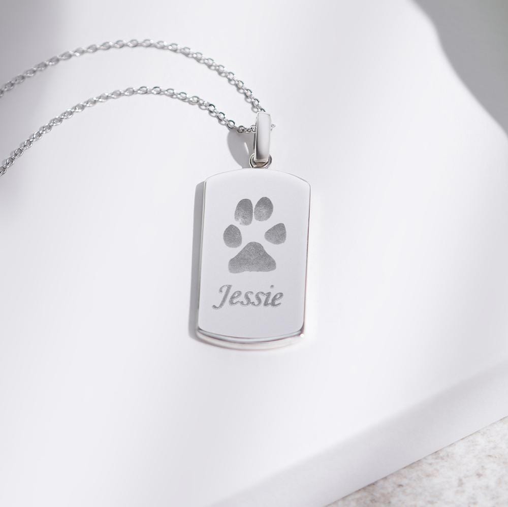 Load image into Gallery viewer, EverWith Engraved Tag Pawprint Memorial Pendant