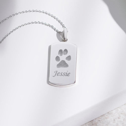 EverWith Engraved Tag Pawprint Memorial Pendant