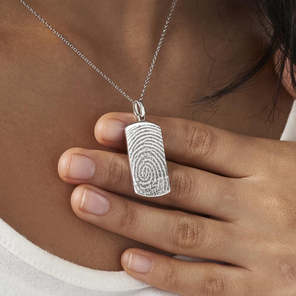 Load image into Gallery viewer, EverWith Engraved Tag Fingerprint Memorial Pendant